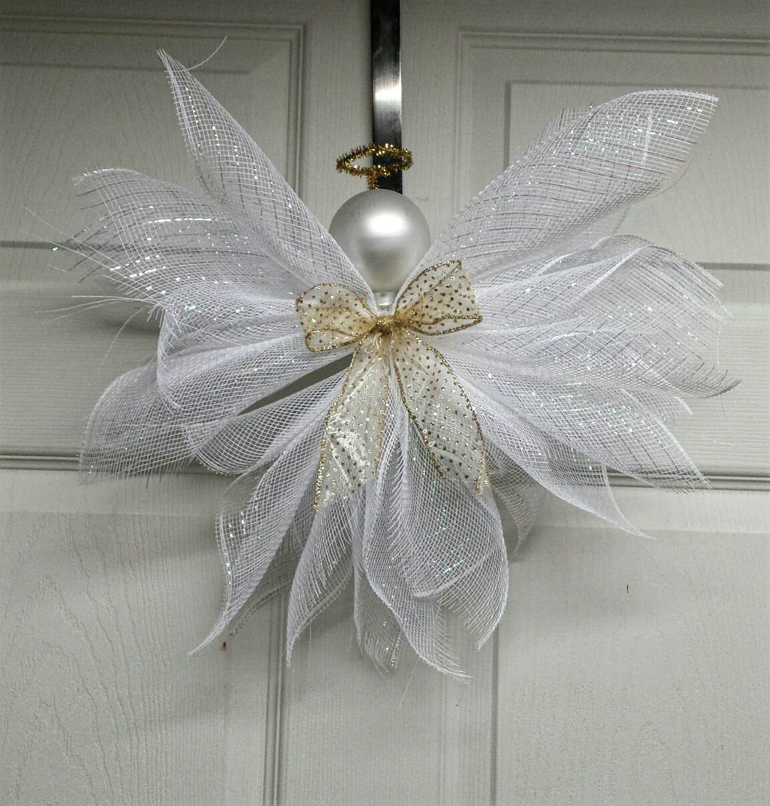 Mesh Angel, Angel Door Hanger, Christmas Angel, Angel Wreath, Angel