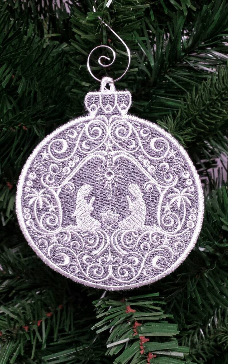 Set of 3 Gray Nativity Christmas Ornament Holy Family Free Etsy