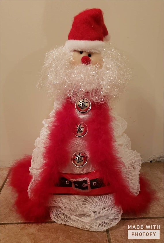 Santa Christmas Tree, Tabletop Decor, Deco Mesh Tree, Small
