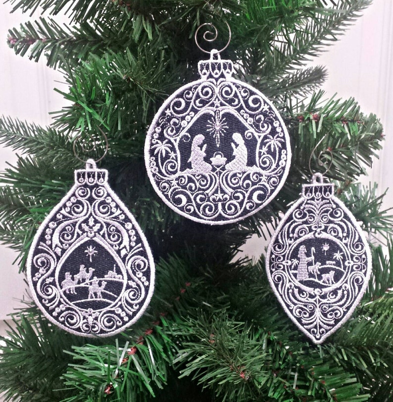 Set of 3 Nativity Christmas Ornament Holy Family Free Etsy