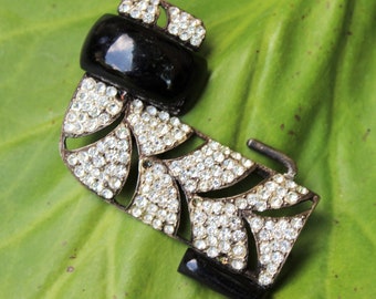 vintage belt buckle, modernist buckle, art-deco buckle, 1930s buckle, rhinestone buckle