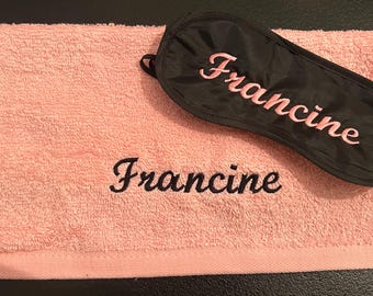 Secret Santa Gift face cloth & eye mask personalised