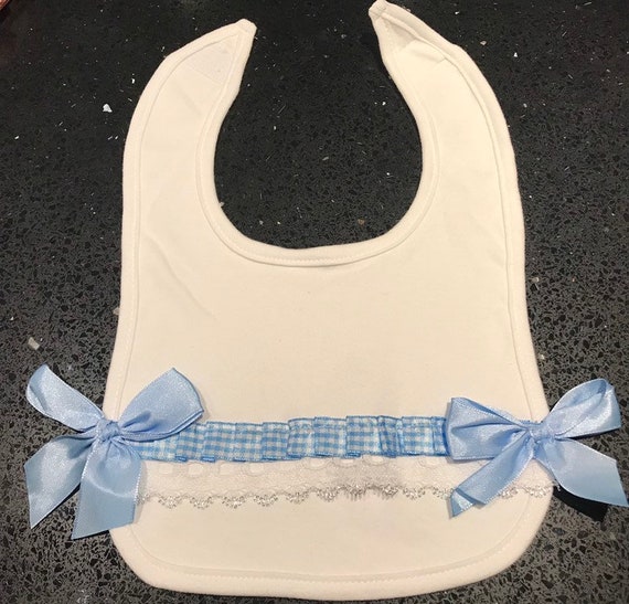 Handmade christening special occasion bibs romany