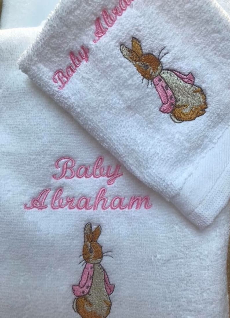 Peter Rabbit Bath Towel Gift set Beatrix Potter/ Personalised towel set/ rabbit towels/ name towels 