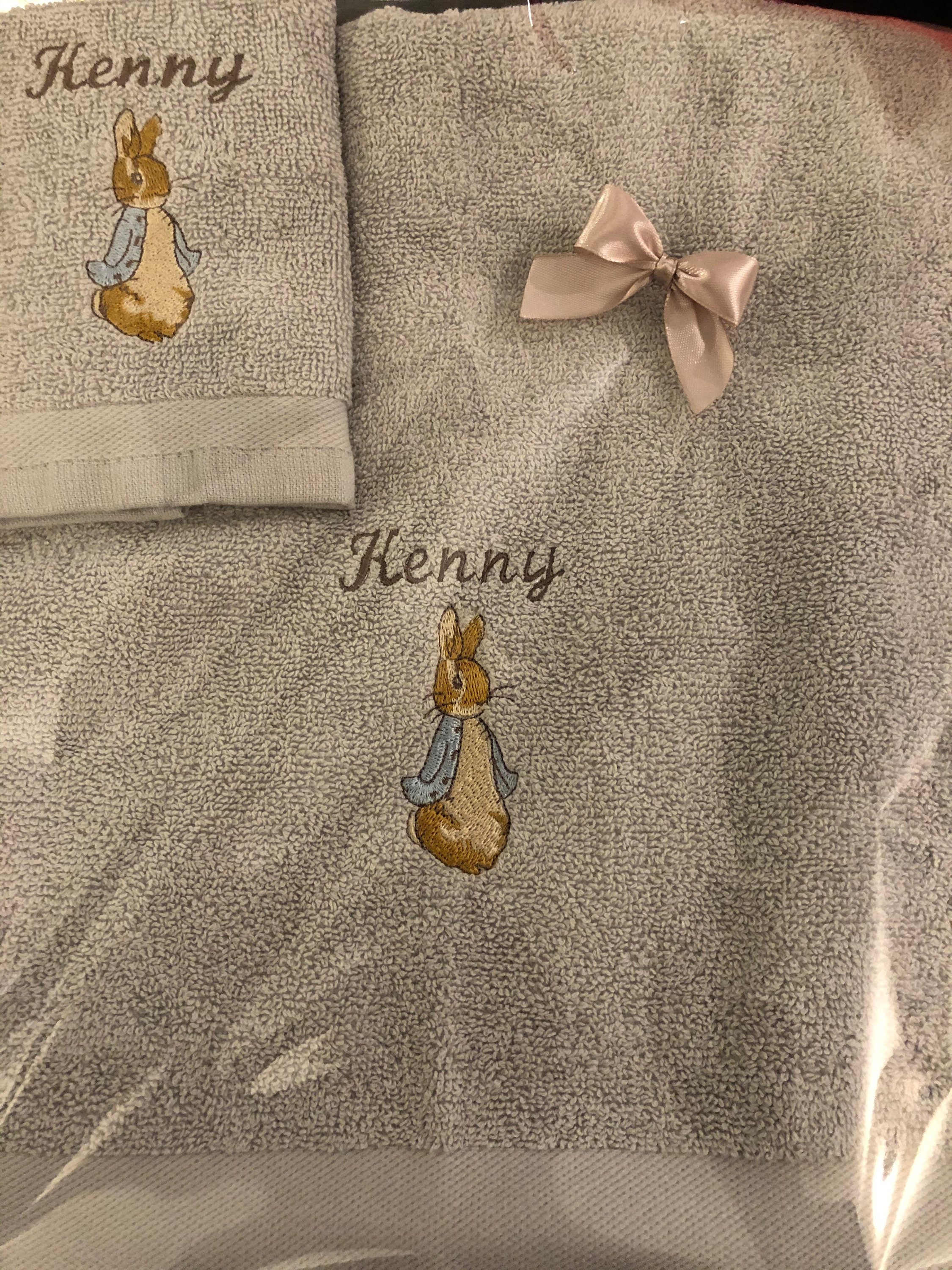 PERSONALISED BEATRIX POTTER TOWEL SET PETER RABBIT GIFT WRAPPED 