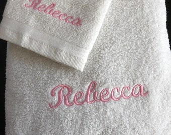 Personalised Bath set/ embroidered Towel & Face Cloth Set