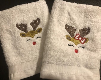 Reindeer Face Cloth Unisex/Stocking Filler/Secret Santa/Personalised Face Cloth/Small Gift