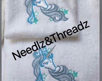 Unicorn Bath Set - Towel & Face Cloth Personalised