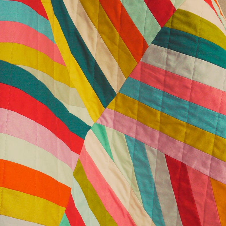 Stripe Baby Quilt Multi Colour zig zag pattern quilted Etsy