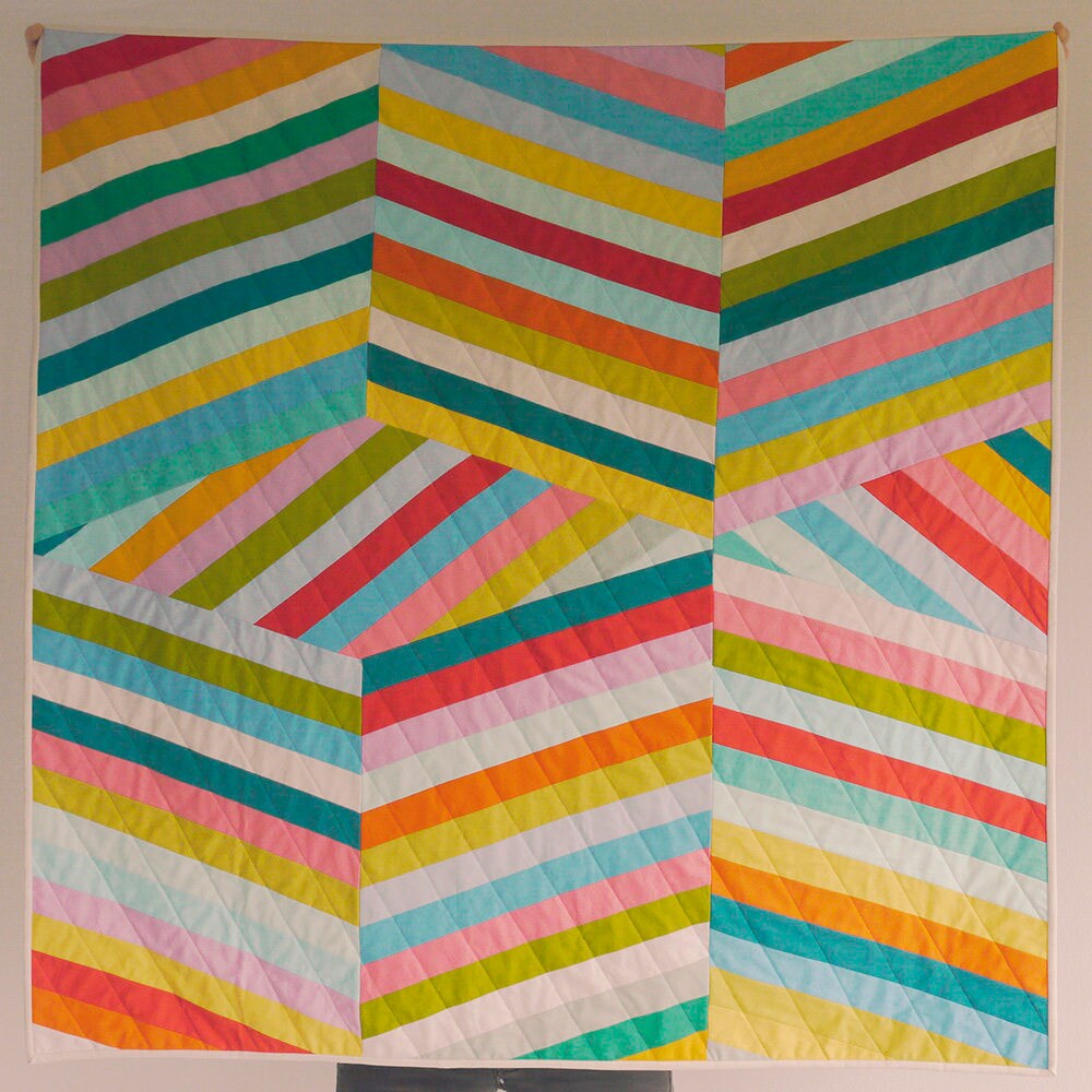 Stripe Baby Quilt Multi Colour zig zag pattern quilted Etsy