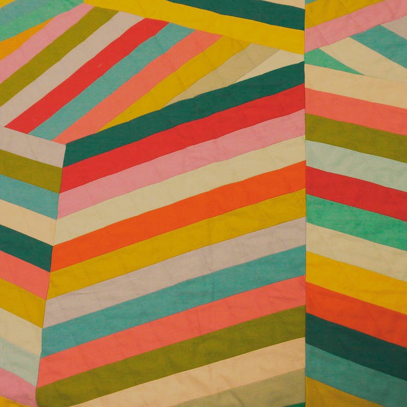 Stripe Baby Quilt Multi Colour zig zag pattern quilted Etsy