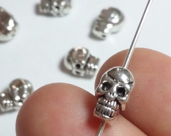 10pcs Skull Beads Antique Silver 9x5mm - B01885