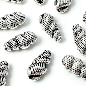 2pcs Wentletrap Shell Metal Beads Antique Silver 15x7mm - B0144222