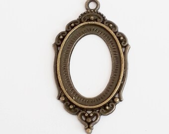 Antique Silver toneAntique Bronze Handmade Hollow Fashion BroochPinBreast Pin,Base Setting Tray Bezel,Fit 25mm CabochonPictureCameo