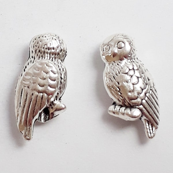 10pcs 3D Owl On Branch Beads Antique Silver 16x8mm - B0113279