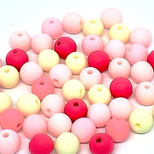 25pcs Matte Pink Mix Round Acrylic Craft Beads 8mm - B936858