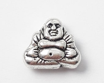 10 pièces Bouddha en métal, argent antique 9x8 mm - B0207513