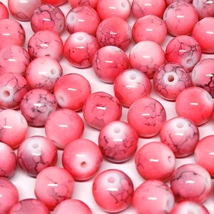 50pcs Coral Pink Drawbench Round Glass Beads 10mm - B24393