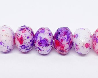 40 pièces rondelles à facettes en verre tchèque violet, rose et blanc 5 x 3 mm - GB1035