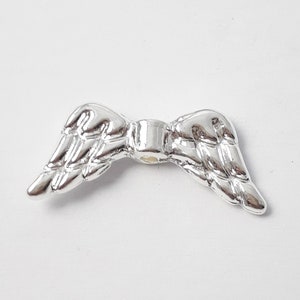 10pcs Angel Wing Beads Silver Plated 19x8mm - B0097036
