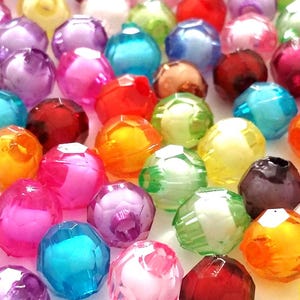 100pcs Faceted Colourful White Centre Plastic Beads 8mm - B22233