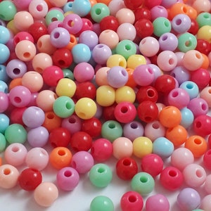 200pcs Bright Acrylic Bubblegum Craft Beads 6mm - B0090479