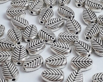 20pcs Leaf Spacer Beads Antique Silver 8x6mm - B0105487