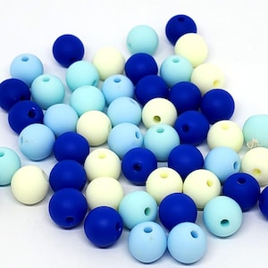25pcs Matte Blue Mix Round Acrylic Craft Beads 8mm - B936859
