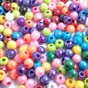 100pcs Acrylic AB Polished Round Colourful Beads 6mm - B22533