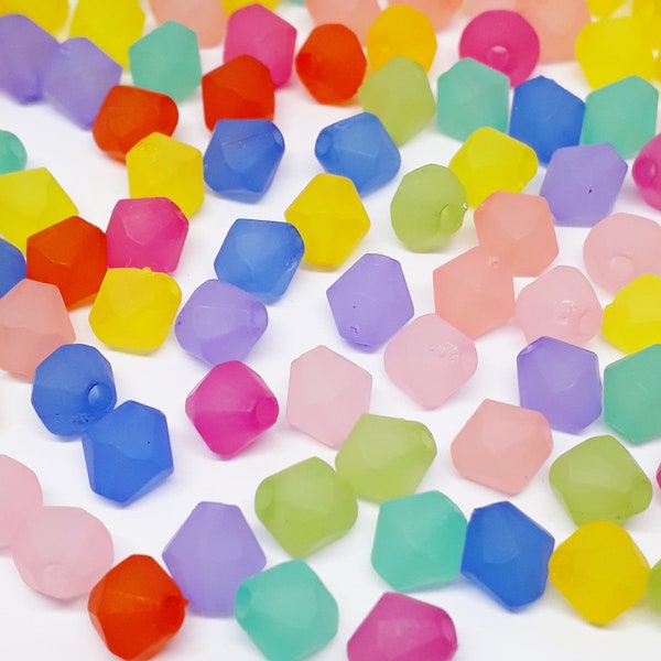 200pcs Frosted Assorted Acrylic Bicone Craft Beads 6mm - B719803