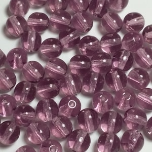 40pcs Light Purple Czech Glass Beads, 6mm - GB326