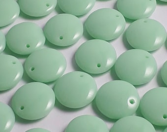 10pcs Mint Green Top Drilled Czech Glass Lentil Beads, 12mm - GB317