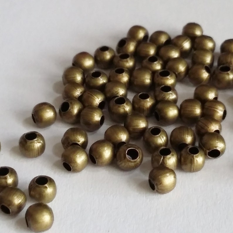 Antique Bronze Beads 4mm 8.9g approx. 100 Beads B01104 Etsy