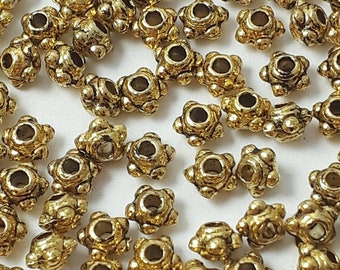 100pcs Flying Saucer Beads Antique Gold 4mm - B0208532