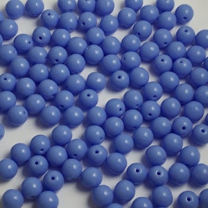 30 Stück Indigo Blaue Tschechische Glas Runde Perlen, 6 mm - GB677
