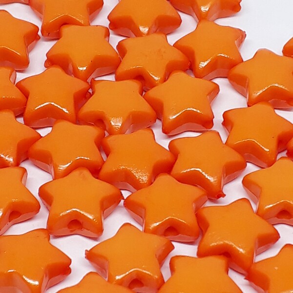 100pcs Orange Acrylic Star Beads 11-12mm - B747258