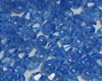 Blue Acrylic Faceted Bicone Beads, 4mm 13.3g (Approx. 500pcs) - B76933