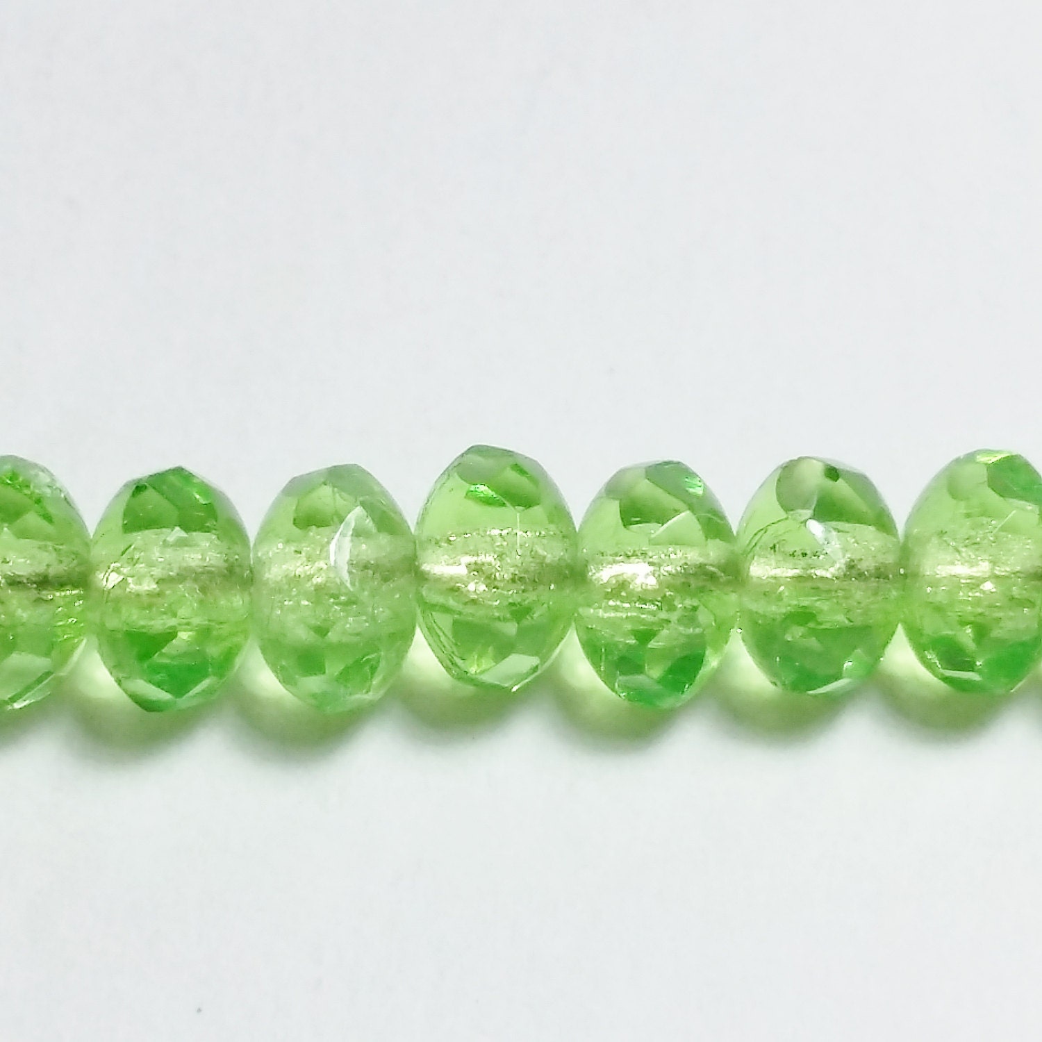 5x3mm 40pcs Bright Green Czech Glass Rondelle Beads GB391 
