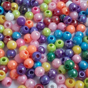 100pcs Assorted Acrylic AB Polished Bubblegum Beads 6mm - B22533