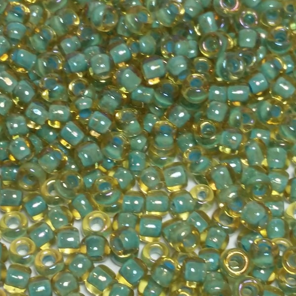 10g Lt Topaz - Sea Foam-Lined TOHO Seed Beads - 6/0-952