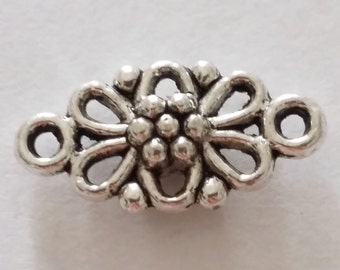 25pcs Antique Silver Flower Connector Charms 16x8mm - B36860