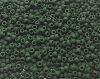 10g Opaque-Frosted Pine Green TOHO Seed Beads - 11/0-47HF