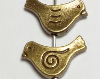 10pcs Bird Beads Antique Bronze 15x12mm - B13466