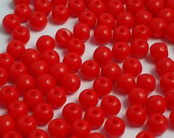 120pcs Opaque Red Czech Glass Round Beads, 3mm - GB614