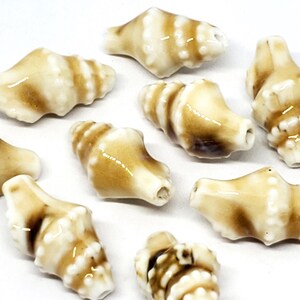 2pcs Light Brown Shell Glazed Ceramic Beads  20x11mm - B950502