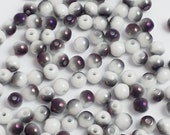 120pcs White Metallic Purple Czech Glass Round Beads, 3mm - GB632