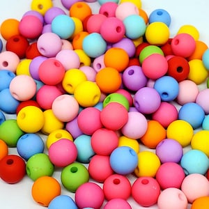100pcs Matte Mixed Colour Round Acrylic Craft Beads 8mm - B19525