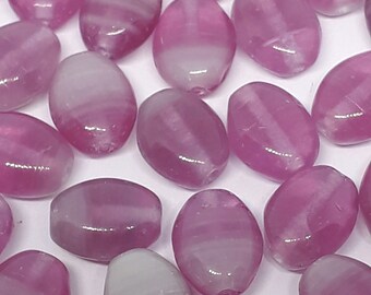 20pcs Pink & Taupe Czech Glass Oval Beads, 9x7mm - GB1038