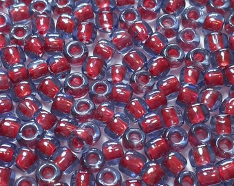 10g Lt Sapphire - Hyacinth Red-Lined TOHO Seed Beads - 6/0-304