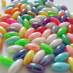 25pcs Oval AB Assorted Acrylic Craft Beads 12x6mm B21663 image 2